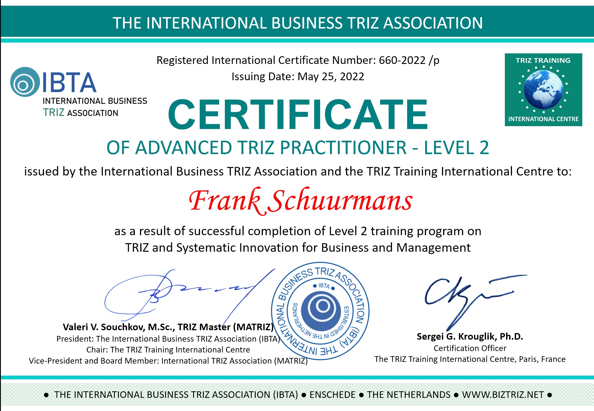 PowerPoint Slide Show IBTA Certificate 660 EN Frank Schuurmans 2.pptx 11 06 2023 12 16 40