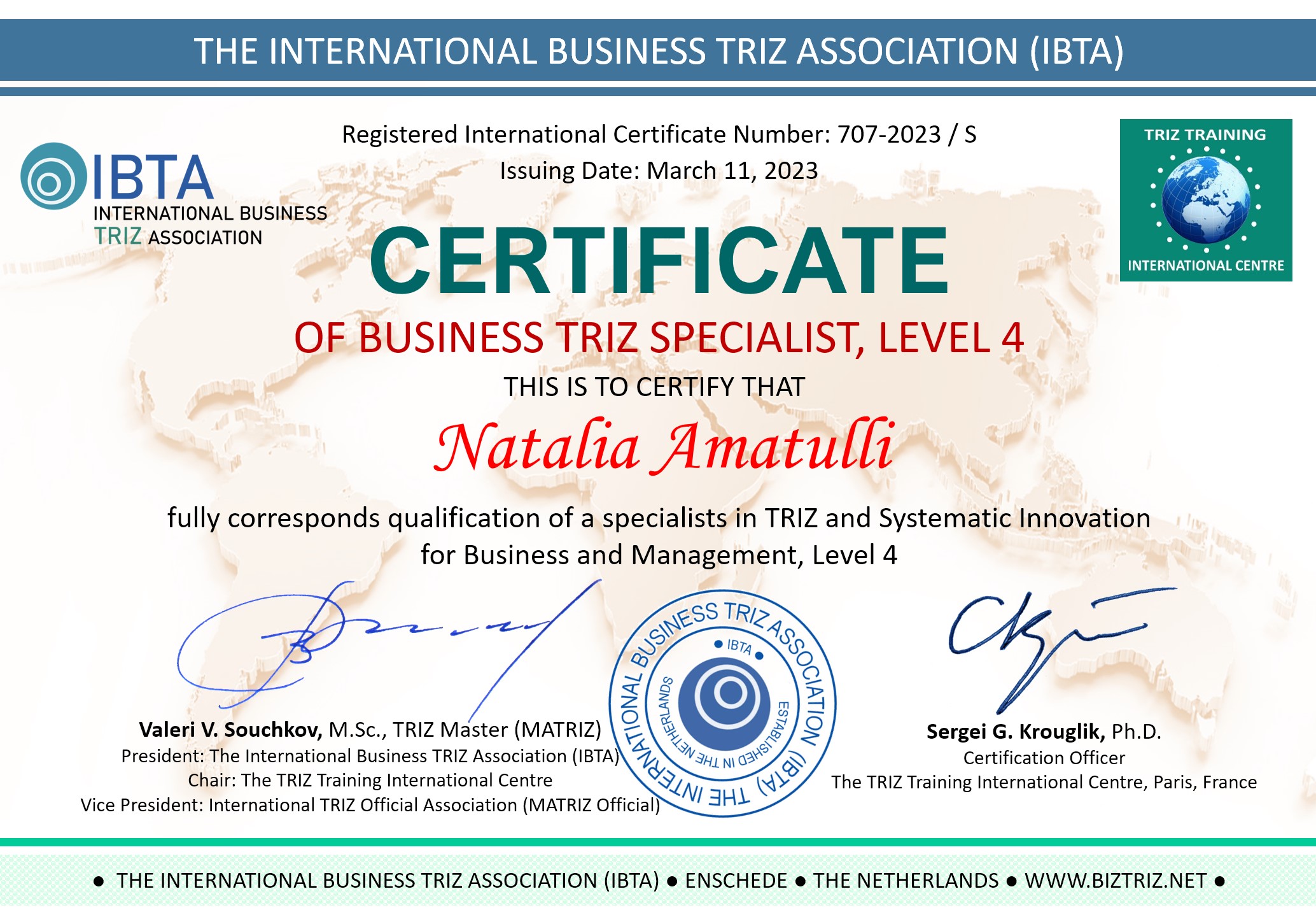 PowerPoint Slide Show IBTA Certificate 707 EN Natalia Amatulli Level 4.pptx 11 06 2023 12 15 01